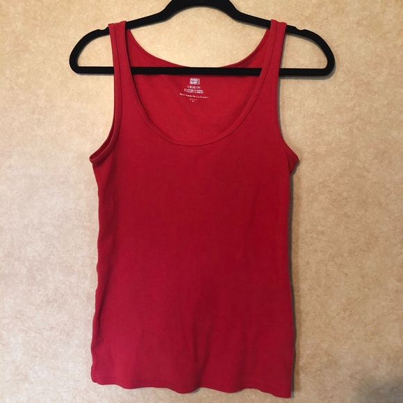Faded Glory Tops - Faded Glory Red Ribbed Scoop Neck Tank L 12/14